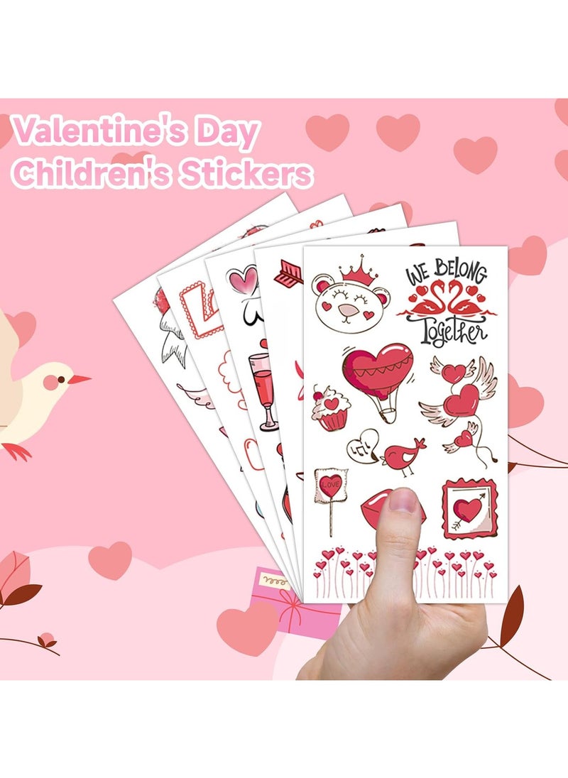 ORAINBOW 10 Sheets 100 Styles Valentine's Day Temporary Tattoo for Kids Women Lip Heart Tattoos Temporary for Party Decorations Supplies Favors Heart Tattoo Stickers for Games Gifts  - Image 3