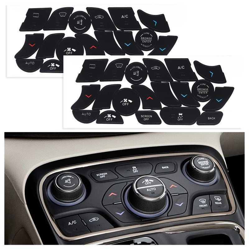 2PCS AC Dash Button Repair Kit Compatible with Chrysler 200300Car Button Stickers for Quick Fixing Faded AC Control ButtonsRadioDash Buttons Decals Car Accessories for Chrysler