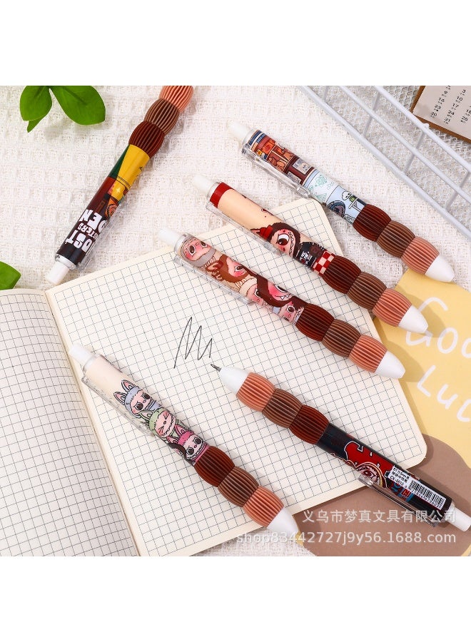 لابوبو مجموعة من 6 أقلام جل سريعة الجفاف من لابو، قلم أسود كربوني، قلم مائي برسومات كرتونية - Image 3