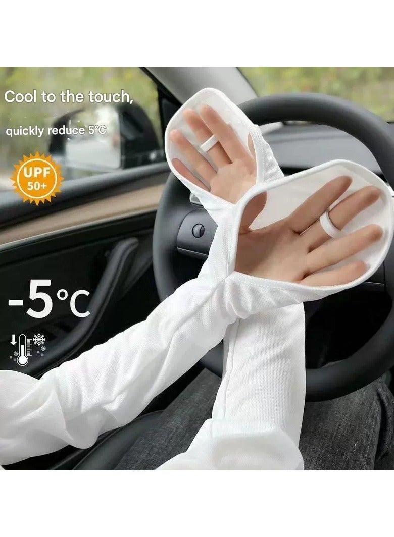 Goolsky Plus Size Ice Silk Sun Sleeves Women – Simple Loose Breathable UV Protection Arm Covers Outdoor Horseshoe Sleeve - Image 1