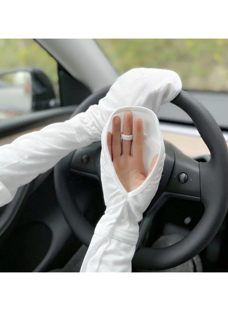 Goolsky Plus Size Ice Silk Sun Sleeves Women – Simple Loose Breathable UV Protection Arm Covers Outdoor Horseshoe Sleeve - Image 2