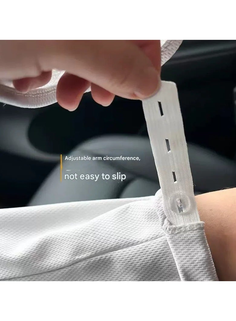 Goolsky Plus Size Ice Silk Sun Sleeves Women – Simple Loose Breathable UV Protection Arm Covers Outdoor Horseshoe Sleeve - Image 3