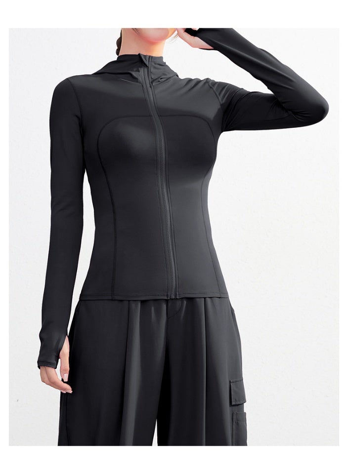 Womens Zip Up Hoodies Running Jackets Slim Fit Pullovers Fall Fashion Gym Fitness Outfits Sweaters - Image 3