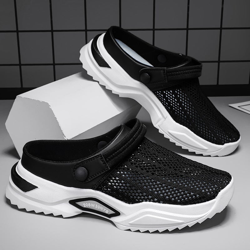 Sandals Men'S Summer Plus Size Hollow-Out Half Slippers Men'S Casual Sports Baotou Sandals And Slippers Beach Shoes - Image 1