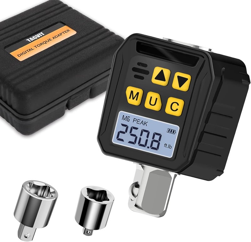 TAGVIT 1/2” Drive Digital Torque Adapter Set with 3/8" and 1/4" Adapters, 12.54-250.8 Ft-lb/17-340 Nm - Image 1