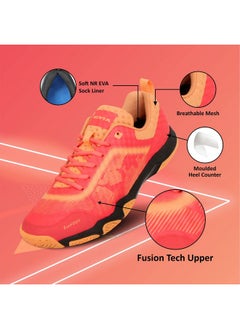 Nivia Nivia Powerstrike 2.0 Badminton Shoes for Mens | Phylon, Natural Rubber Sole with Breathable mesh Upper for Sports, Badminton, Volleyball, Squash, Table Tennis | Non Marking Sole (Peach/Coral) UK-7  - Image 5