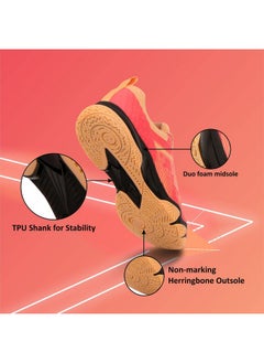 Nivia Nivia Powerstrike 2.0 Badminton Shoes for Mens | Phylon, Natural Rubber Sole with Breathable mesh Upper for Sports, Badminton, Volleyball, Squash, Table Tennis | Non Marking Sole (Peach/Coral) UK-7  - Image 4