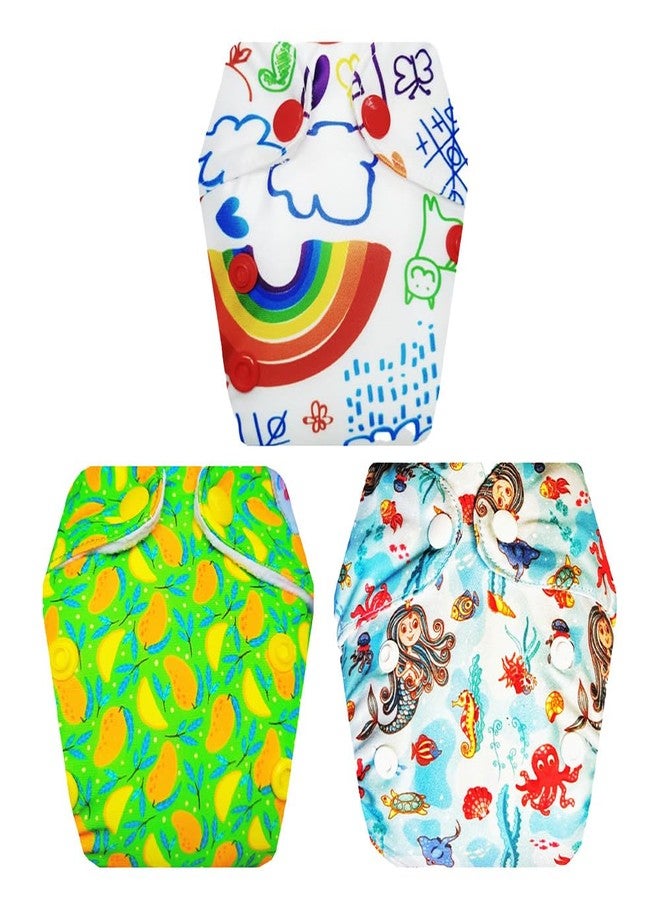 حفاضات قماشية فاخرة من دمبلدو للأطفال حديثي الولادة مع حشوة داخلية (عبوة من 3 قطع) | مضادة للحساسية | قابلة لإعادة الاستخدام والغسل | مناسبة للسفر | مثالية للأطفال الصغار | من 0 إلى 4 أشهر | للجنسين - Image 1