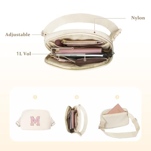 Aganmi Chenille Letter Crossbody Bags for Women Trendy, Waterproof Fanny Packs for Women Cross Body, Initial Letter Belt Bag with Multiple Inner Pockets and Adjustable Strap,K - Image 4