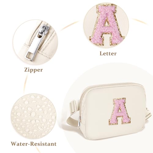 Aganmi Chenille Letter Crossbody Bags for Women Trendy, Waterproof Fanny Packs for Women Cross Body, Initial Letter Belt Bag with Multiple Inner Pockets and Adjustable Strap,K - Image 5