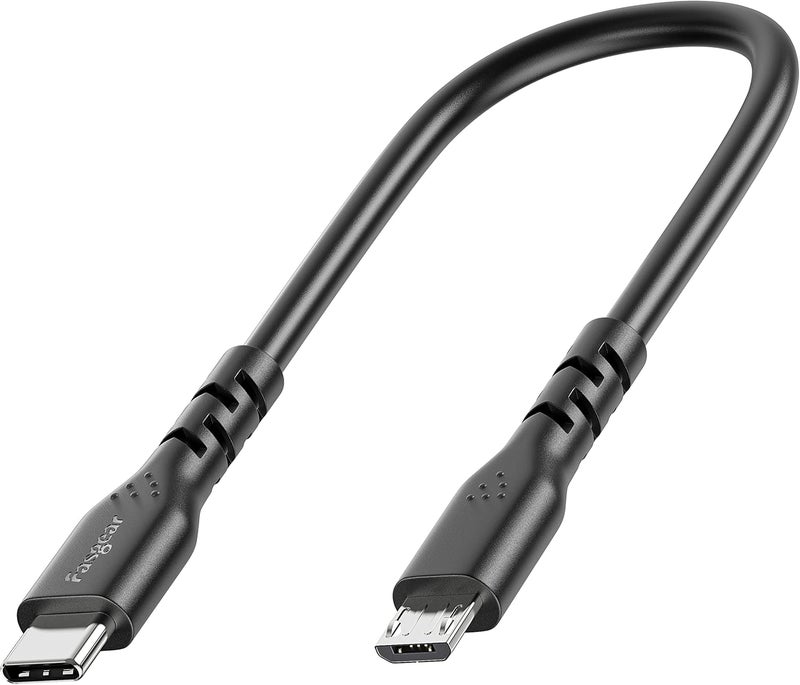 فاسجير كابل قصير USB C إلى Micro USB بطول 1 قدم/30 سم - حزمة واحدة كابل USB 2.0 Type C إلى Micro USB يدعم مزامنة البيانات والشحن متوافق مع MacBook Pro|وحدة تحكم PS4/X-box|هاتف Android|جهاز OTG - Image 1