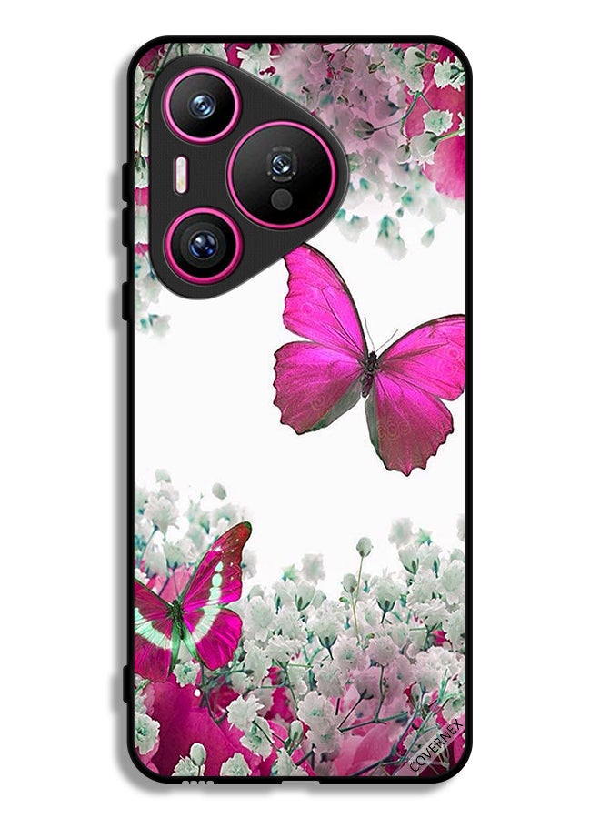 Covernex Huawei Pura 70 Protective Case Cover Beautiful Butterflies And Small Roses - Image 1