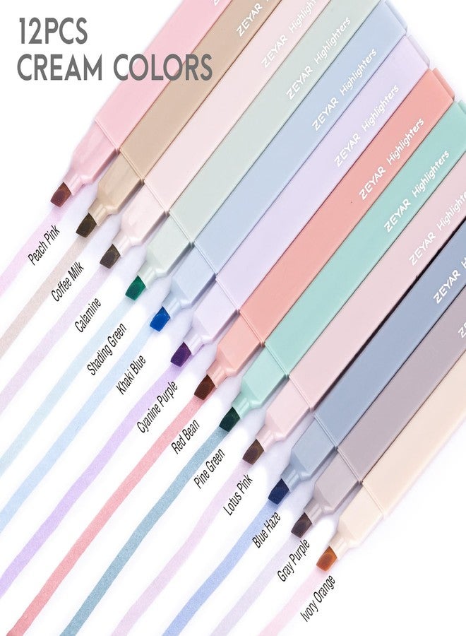ZEYAR Aesthetic Cute Highlighter Pens, Cream colors, Chisel & Flexible Tip, Cuboid Design, Water Based, Quick Dry, No Bleed for bible (12 Cream Colors) - Image 3