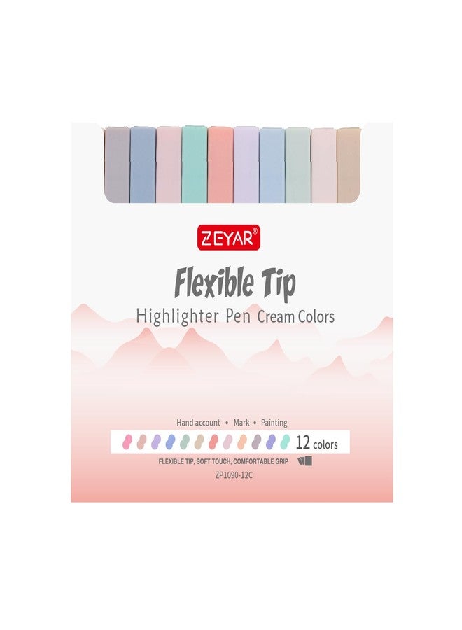 ZEYAR Aesthetic Cute Highlighter Pens, Cream colors, Chisel & Flexible Tip, Cuboid Design, Water Based, Quick Dry, No Bleed for bible (12 Cream Colors) - Image 2