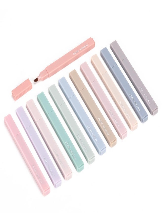 ZEYAR Aesthetic Cute Highlighter Pens, Cream colors, Chisel & Flexible Tip, Cuboid Design, Water Based, Quick Dry, No Bleed for bible (12 Cream Colors) - Image 1