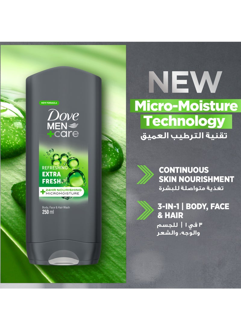 دوف من 3 In 1 Refreshing Cleanser Extra Fresh Body, Face and Hair Wash  - Image 3