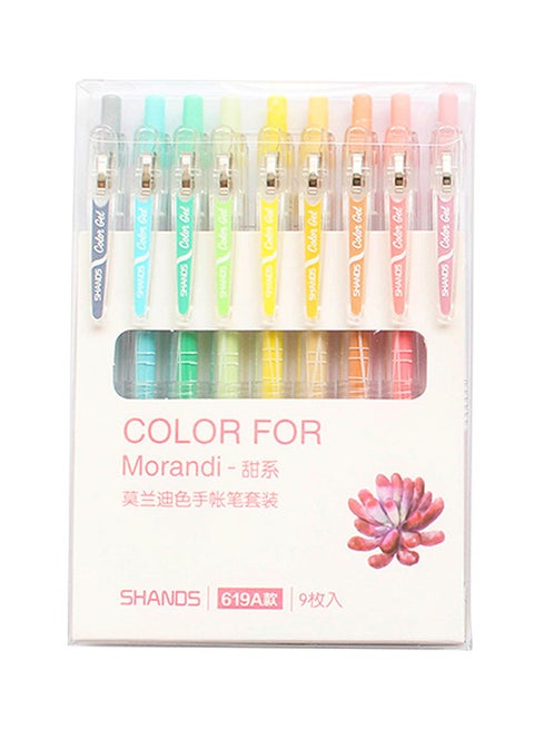 Set Of 9 Coloured Gel Ink Pen Multicolour