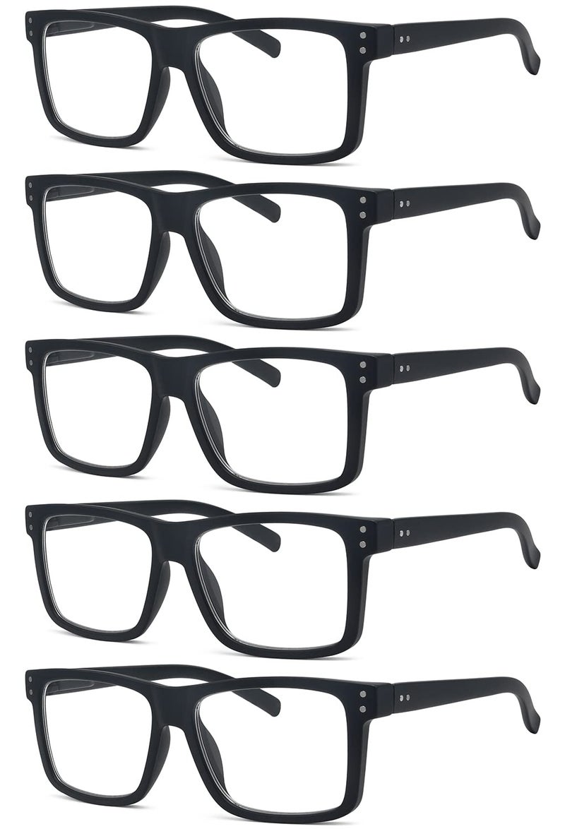 Eyekepper 5pack Oversized Reading Glasses Square Large Frame Readers for Men and Women Black 150