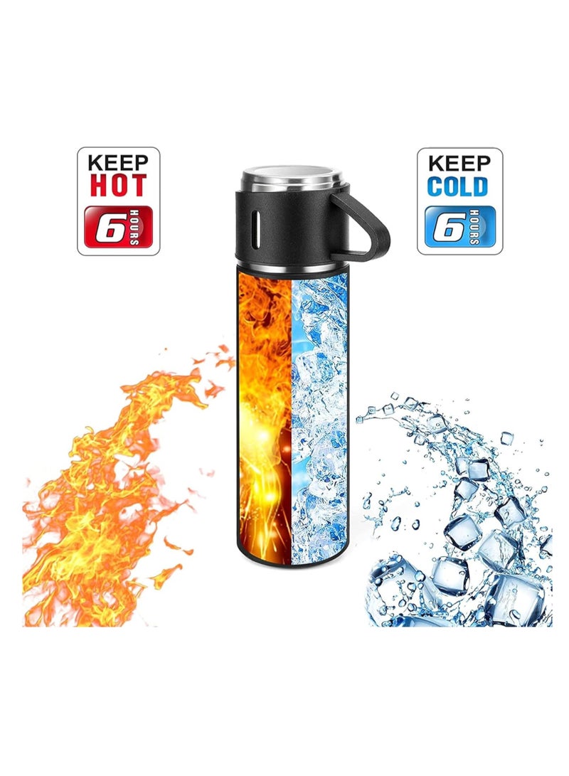 TIGER 500ml Stainless Steel Vacuum Thermos Flask with Silicone Handle – Insulated Water Bottle Set with 2 Stainless Steel Cups for Hot & Cold Drinks – Ideal for Outdoor Travel, Camping, Hiking | Gift Box Set (2 PACK) – Black - Image 4