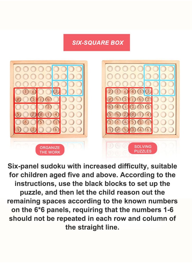 MIXDE - Wooden Sudoku Toys, Wooden Puzzle Sudoku Chess Board Game with Drawer Intelligence Logical Development Educational Toys for Kids - Image 1