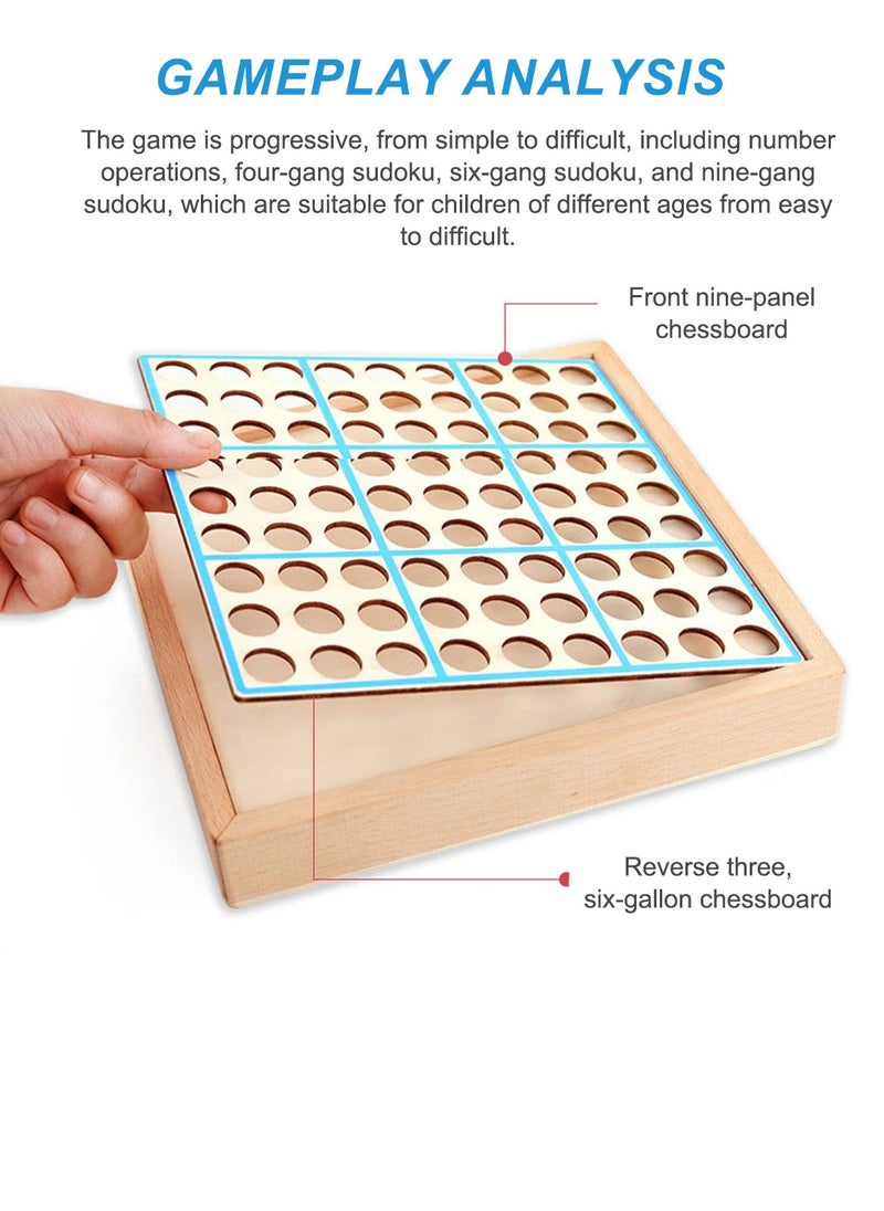 MIXDE - Wooden Sudoku Toys, Wooden Puzzle Sudoku Chess Board Game with Drawer Intelligence Logical Development Educational Toys for Kids - Image 1