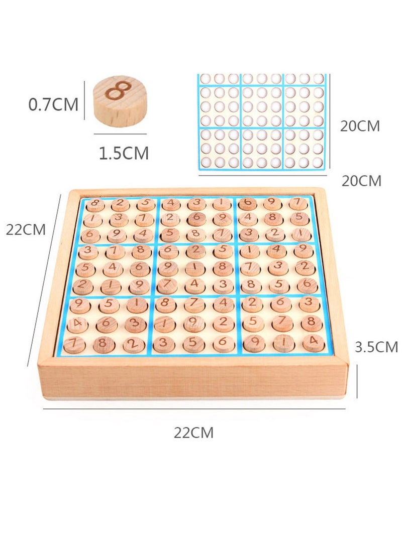 MIXDE - Wooden Sudoku Toys, Wooden Puzzle Sudoku Chess Board Game with Drawer Intelligence Logical Development Educational Toys for Kids - Image 1