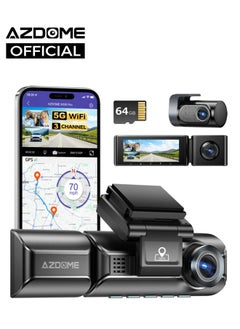كاميرا 4K Dashcam 3 قنوات أمامية وخلفية ومقصورة السيارة مع تحكم صوتي 5.8 جيجا هرتز WiFi ومراقبة وقوف السيارات للرؤية الليلية