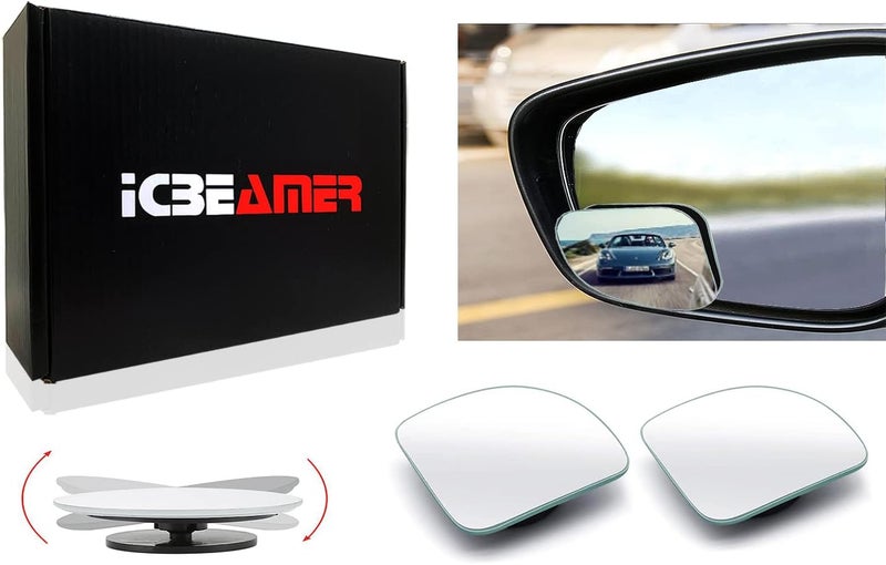 ICBEAMER 2-Piece Fan-Shaped Automobile Rear Blind Spot Mirror, 360 Rotating Design, Wide Angle Convex Rearview Mirror for Car, Truck, Van - Image 1