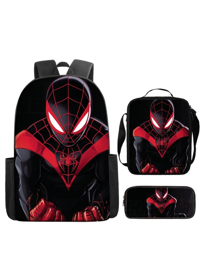 Naruto Spiderman Hero Cartoon Backpack Three-Piece Set 29*42*16cm