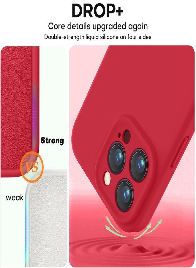 Vooii Compatible with iPhone 13 Pro Max Case, Liquid Silicone Upgrade [Camera Protection] [Soft Anti-Scratch Microfiber Lining] Shockproof Phone Case for iPhone 13 Pro Max 6.7 inch - Red - Image 4