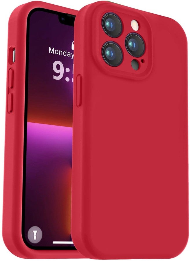 Vooii Compatible with iPhone 13 Pro Max Case, Liquid Silicone Upgrade [Camera Protection] [Soft Anti-Scratch Microfiber Lining] Shockproof Phone Case for iPhone 13 Pro Max 6.7 inch - Red - Image 1