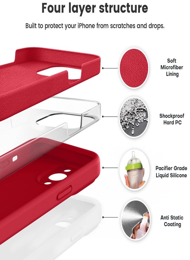 Vooii Compatible with iPhone 13 Pro Max Case, Liquid Silicone Upgrade [Camera Protection] [Soft Anti-Scratch Microfiber Lining] Shockproof Phone Case for iPhone 13 Pro Max 6.7 inch - Red - Image 2