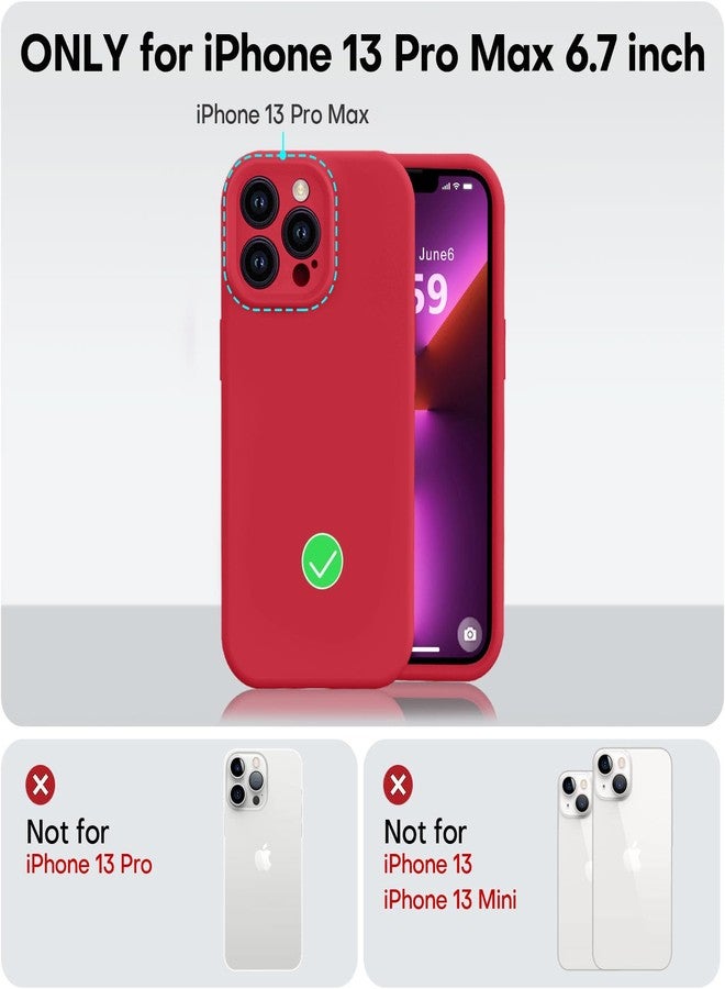 Vooii Compatible with iPhone 13 Pro Max Case, Liquid Silicone Upgrade [Camera Protection] [Soft Anti-Scratch Microfiber Lining] Shockproof Phone Case for iPhone 13 Pro Max 6.7 inch - Red - Image 5