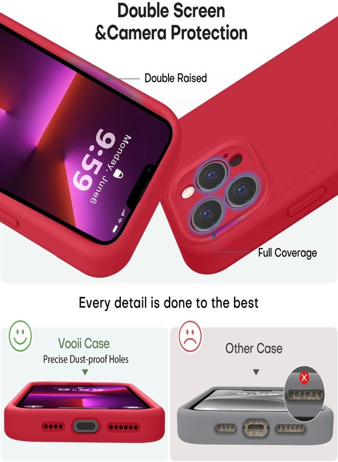 Vooii Compatible with iPhone 13 Pro Max Case, Liquid Silicone Upgrade [Camera Protection] [Soft Anti-Scratch Microfiber Lining] Shockproof Phone Case for iPhone 13 Pro Max 6.7 inch - Red - Image 3