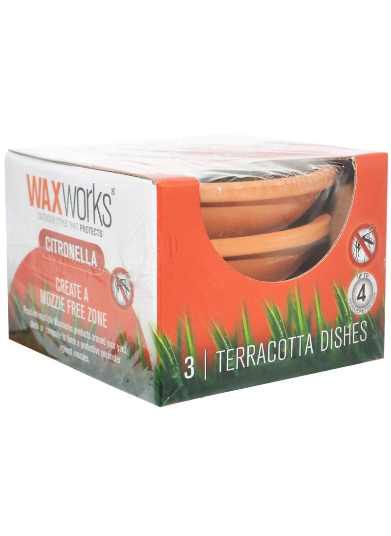 Waxworks - Terracotta Citronella Candle Dish 120Mm 3 Pack - Image 1