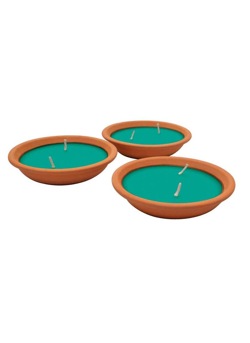 Waxworks - Terracotta Citronella Candle Dish 120Mm 3 Pack - Image 1