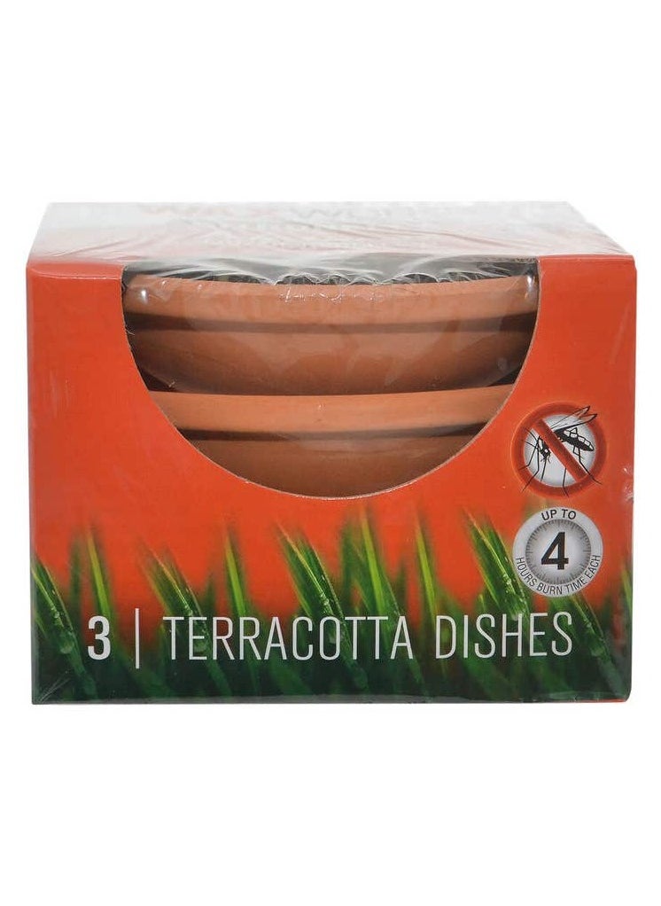 Waxworks - Terracotta Citronella Candle Dish 120Mm 3 Pack - Image 1