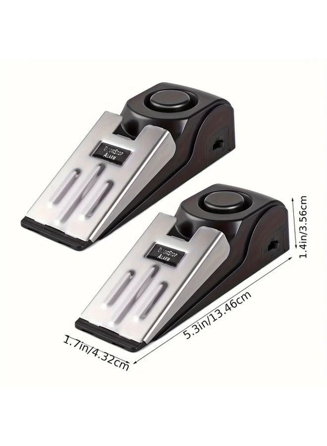 2Pcs Black Door Stop Alarm 120dB Security System For Hotel House Travel - Image 4