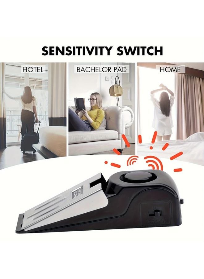 2Pcs Black Door Stop Alarm 120dB Security System For Hotel House Travel - Image 2