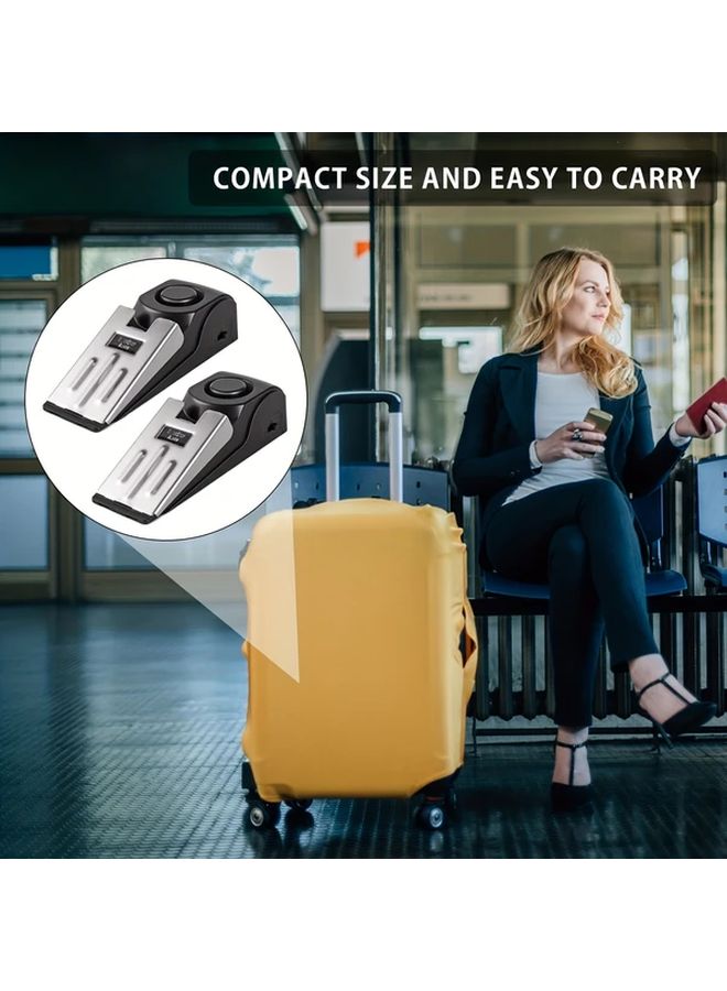 2Pcs Black Door Stop Alarm 120dB Security System For Hotel House Travel - Image 5