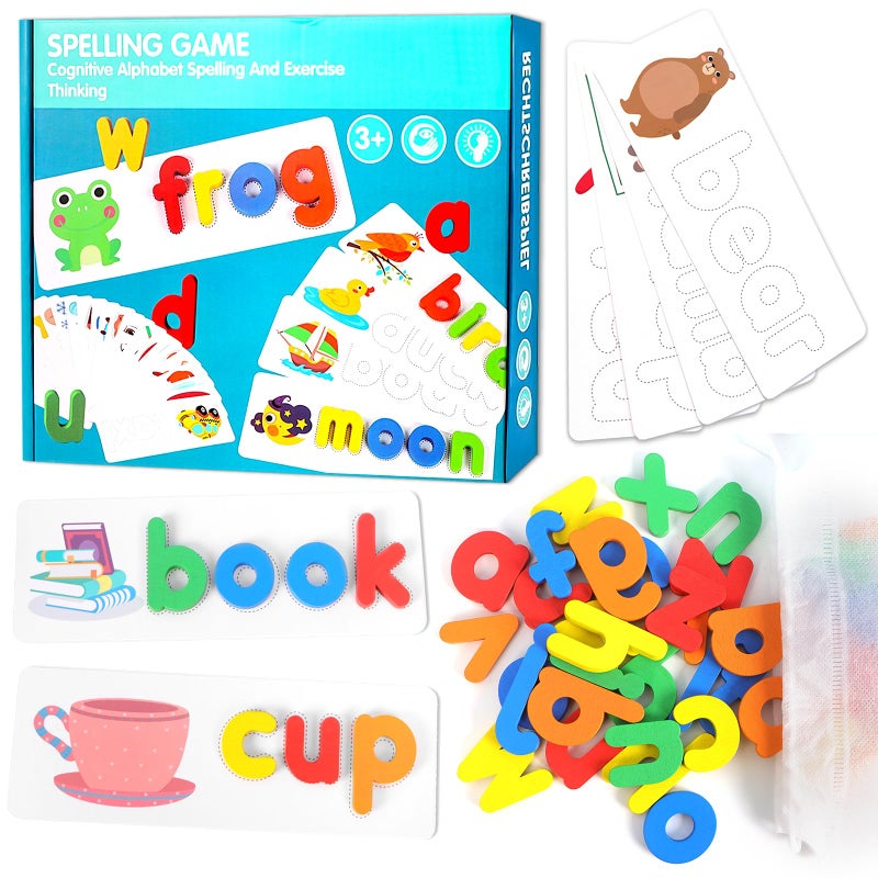 Letters Learning Educational Games, Montessori Toy from 3 4 5 6 7 8 Years Boy, Puzzle Wooden Montessori Toy Preschool Games from 3-8 Years Boys and Girls School Gift