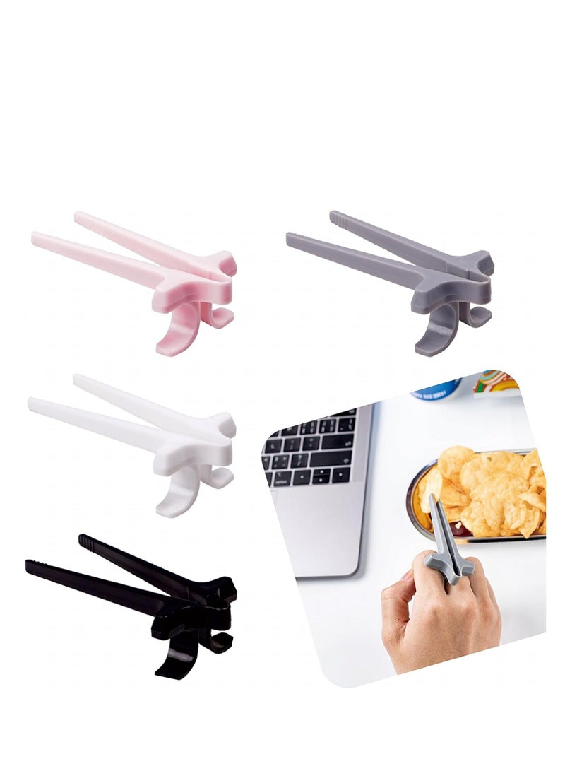 4-Pack Gaming Finger Sleeves with Chopstick Clips - Snack Grippers for Gamers, Controller Accessories - Non-Slip Finger Tongs for Phones, Chips, Candy - Perfect Gamer Gift Set  - Image 1
