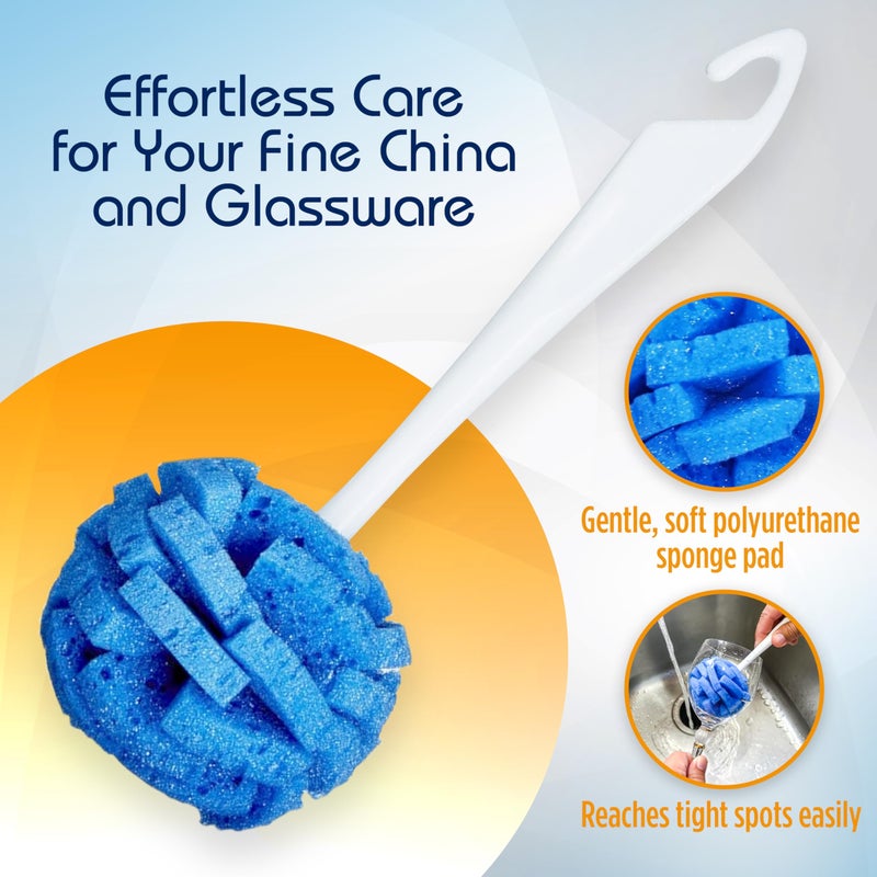COMPAC HOME Dish Wand Kitchen Sponge | Effectively Clean China Dishes and Glassware | Unique Round Ball Shaped All-Around Cleaning Sponge | Gentle Flexible Brushes for Your Nice Dishes, 6 Count - Image 4
