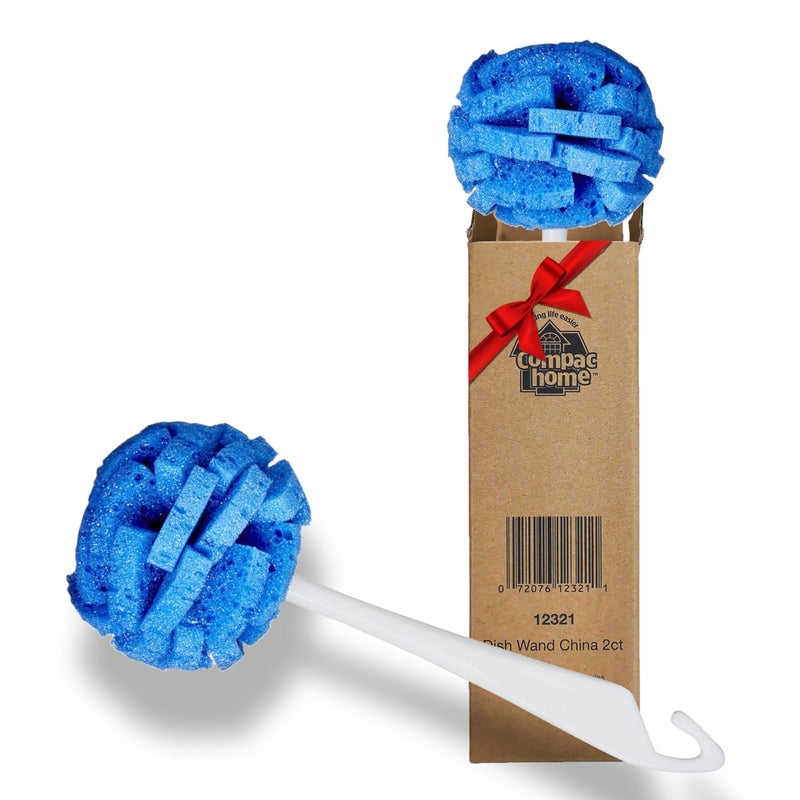 COMPAC HOME Dish Wand Kitchen Sponge | Effectively Clean China Dishes and Glassware | Unique Round Ball Shaped All-Around Cleaning Sponge | Gentle Flexible Brushes for Your Nice Dishes, 6 Count - Image 1