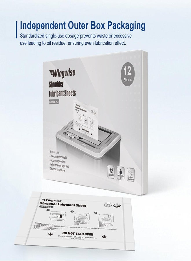 Wingwise 12-Pack Shredder Lubricant Sheets, 8.5 x 6 Inches, Sharpens Blades & Reduces Jams, Mess-Free Maintenance for All Shredders - Image 5