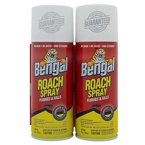 Bengal Roach Spray, Odorless Stain-Free Dry Spray, 2-Count, 9 Oz. Aerosol Cans - Image 1