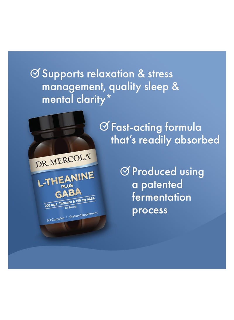 Dr. Mercola L-Theanine Plus Gaba 200 Mg L-Theanine And 100 Mg Gaba Per Serving 60 Capsules Dietary Supplement  - Image 3