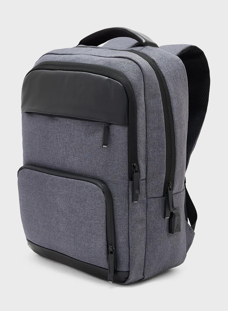Robert Wood Casual Padded Laptop Backpack With Usb Port