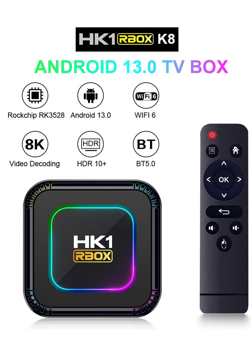 HK - 8K Android 13.0 Smart TV Box with 2.4G/5.8G Wifi6 & Remote,Quad Core ARM Cortex A53 Set Top Boxes - Image 1