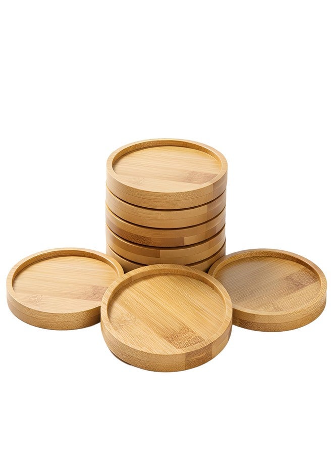 EHR 10 Pcs Round Bamboo Coasters 3.7 Inch, Blank Mats for Crafts — DIY Mosaic Tile Base, Small Indoor Plant Coasters, Reusable Eco-Friendly Design - Image 1